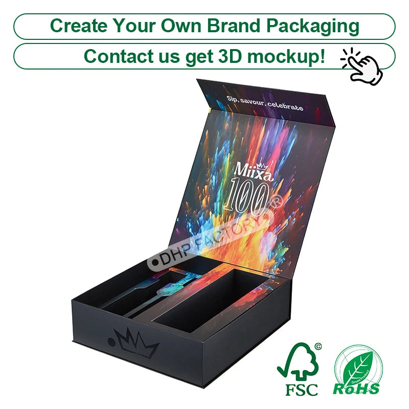 Custom Rigid Magnetic Box with Matte Black Finish | Luxury Packaging OEM Wholesale