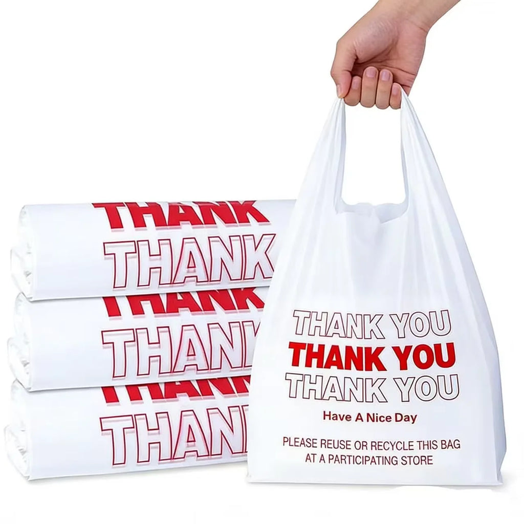 Bulk Recyclable Custom logo T-shirt Bags Food Grade Thickened for Checkout Supermarket Commercial Shopping Bags