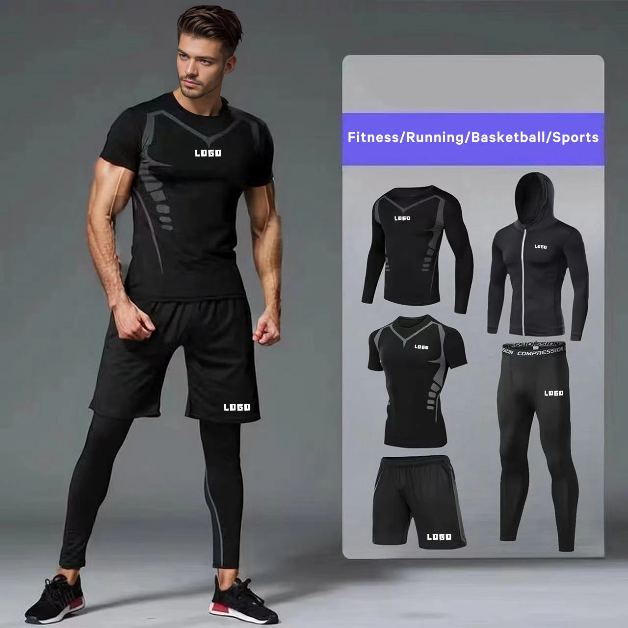 Custom Compression Fitness Sets with Logo | MOQ 50 | 15-Day Lead