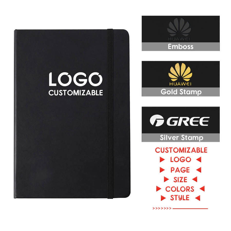 Custom A5 Leather Notebook with Logo | 100 Pcs MOQ Thread-Sewn PU Journal