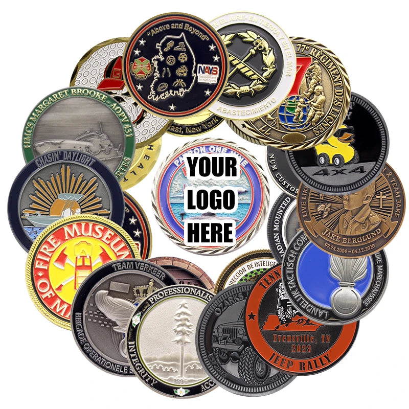Custom 3D Enamel Challenge Coin 10pcs MOQ | Zinc Alloy, Double-Sided, Gold/Antique Plating for Military