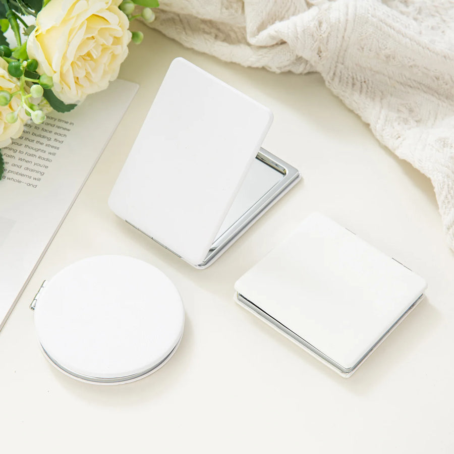 PU Leather Pocket Mirrors | Double-Sided with Logo | Custom