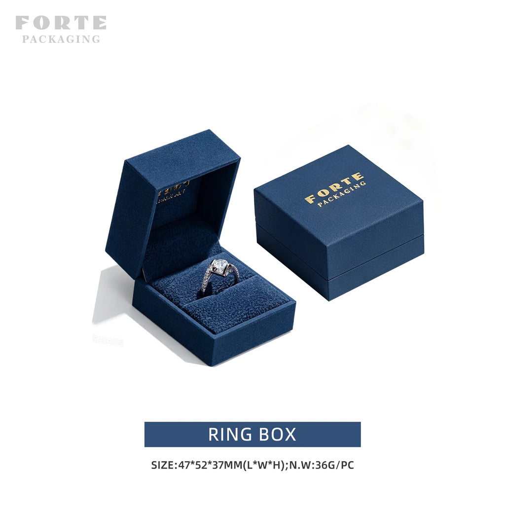 Custom PU Leather Jewelry Box with Embossing | Navy Blue | 31-Day Lead Time