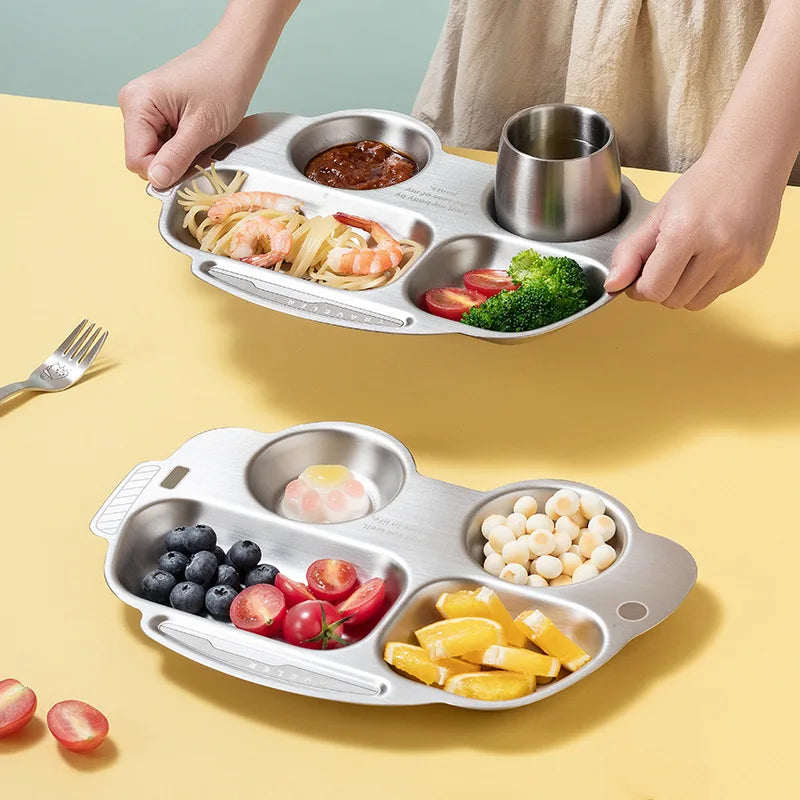 304 Stainless Steel Kids Divided Plate | 20x15cm | Dishwasher Safe | Custom