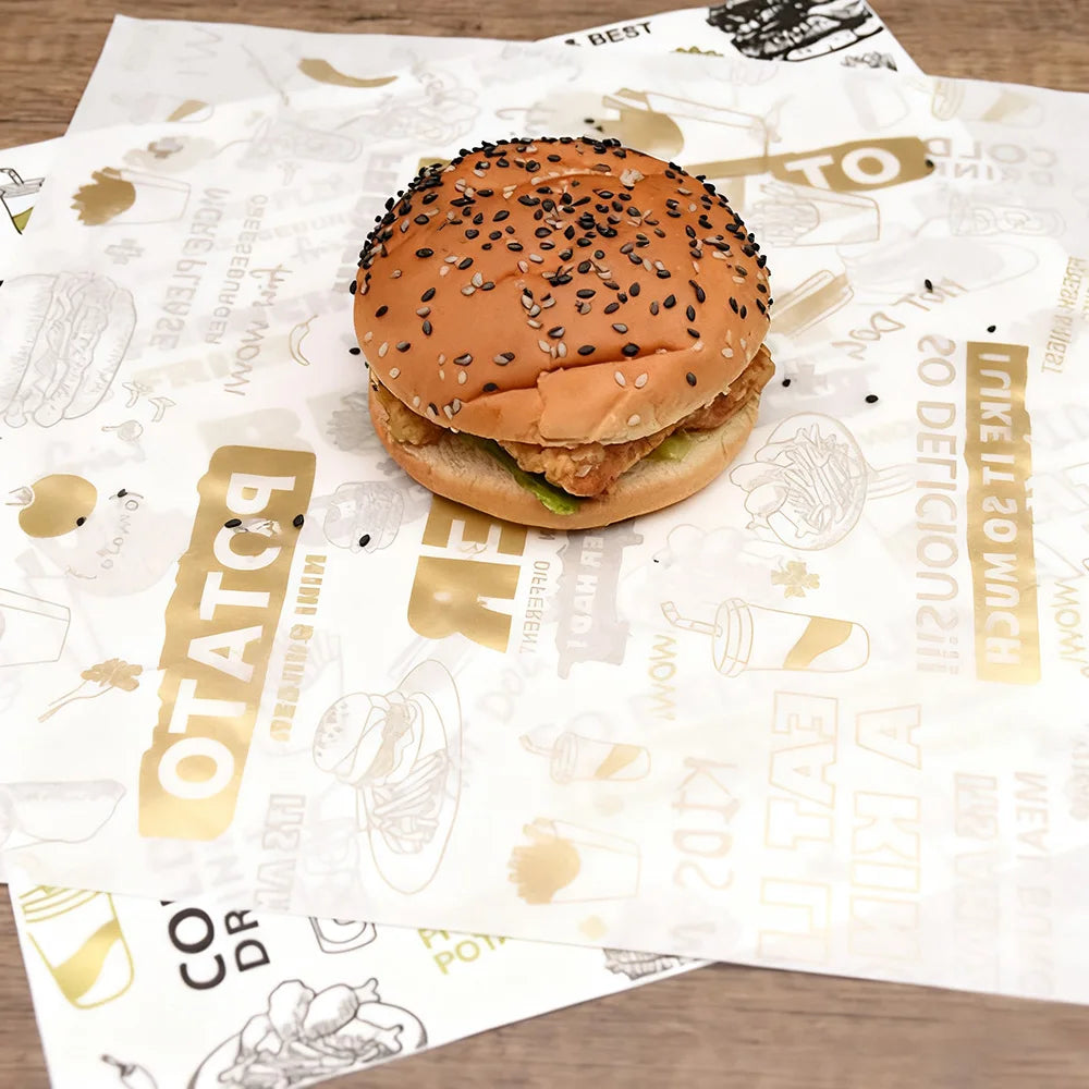 Custom Greaseproof Wax Paper with Logo | 10,000 MOQ Restaurant