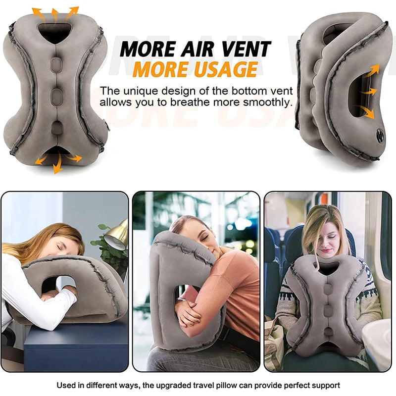Custom Logo Inflatable Neck Travel Pillow for Airplane Sleeping