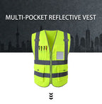 Custom High Visibility Reflective Safety Vest – Multi Pocket Breathable Mesh Workwear for Construction, Road Crew & Security