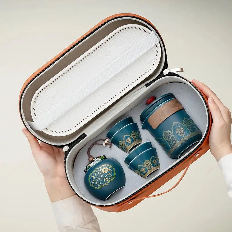 Luxury Tea Gift Set Leather Ceramic | 10 MOQ for VIP Corporate Gifts