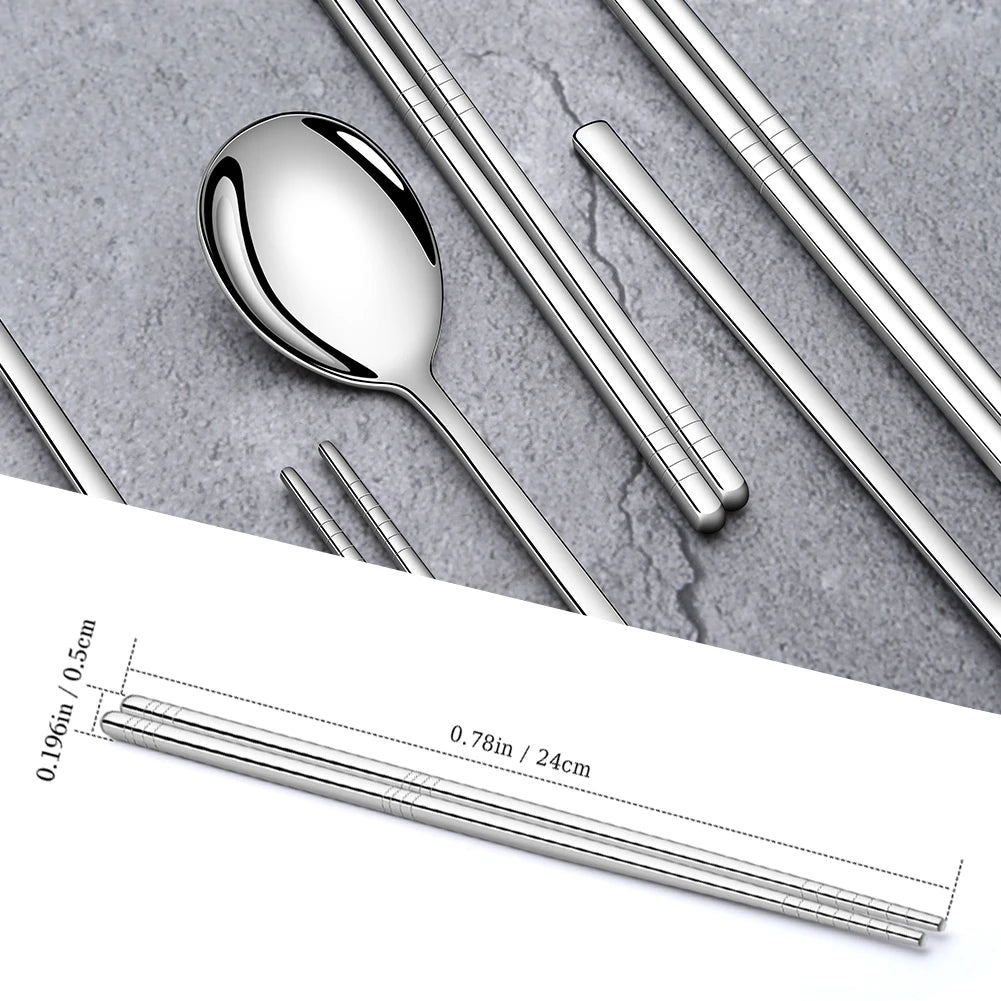 Custom Stainless Steel Chopsticks & Korean Spoon Set | Laser Engraved, Dishwasher Safe, 50 Sets MOQ