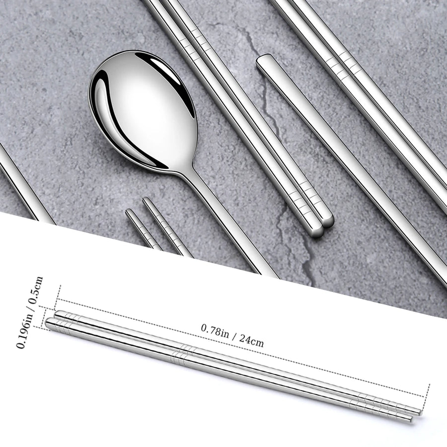 Custom Stainless Steel Chopsticks & Korean Spoon Set | Laser Engraved, Dishwasher Safe, 50 Sets MOQ