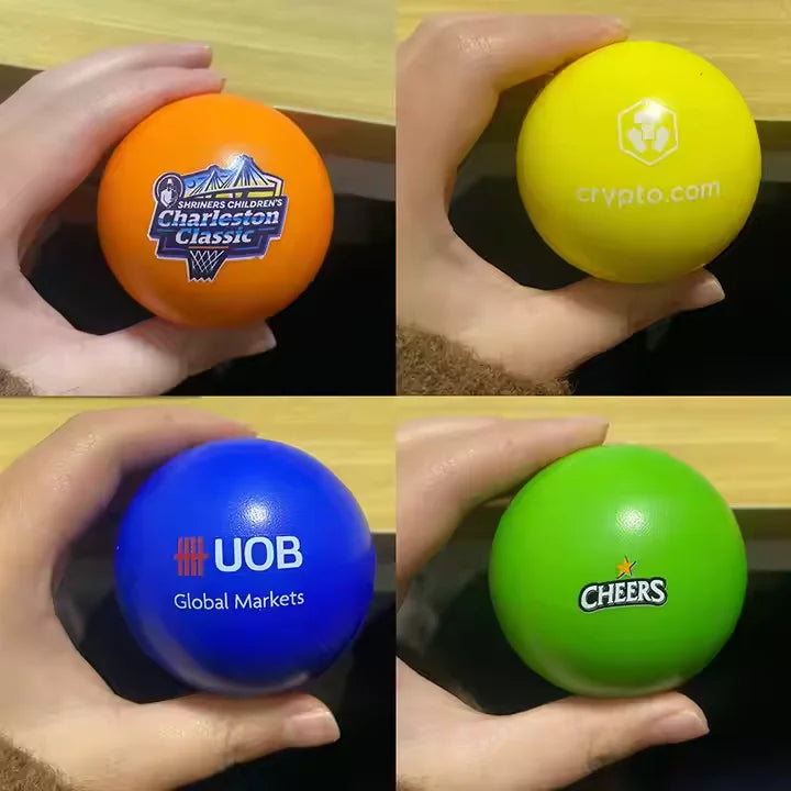 Custom PU Stress Balls with Logo | 200 MOQ | $0.05 Logo | BSCI/EN71