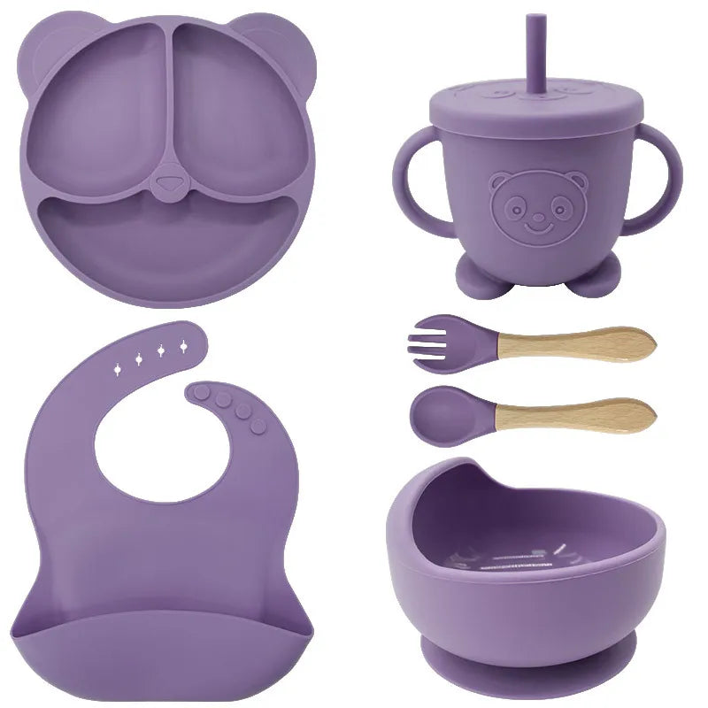 BPA-Free Silicone Suction Plate | 6 Piece Baby Feeding Set