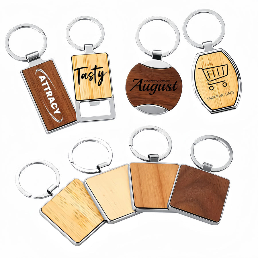 Custom Engraved Wood Keychain | Walnut Wood Key Holder | Bulk Wholesale