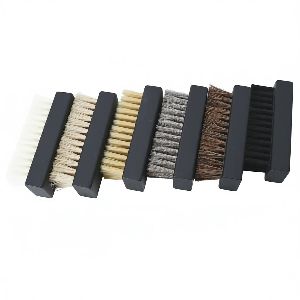 Custom Logo Shoe Cleaning Brush OEM ODM | Wood Handle Horsehair Bristle Kit for Sneaker Leather Suede Bulk Orders