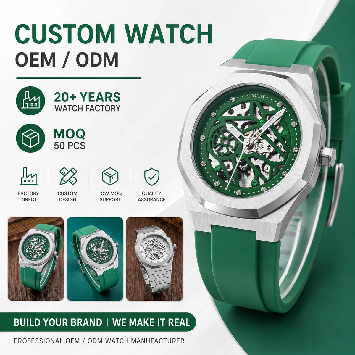 Custom Mechanical Watch with Logo | 50 MOQ | Automatic