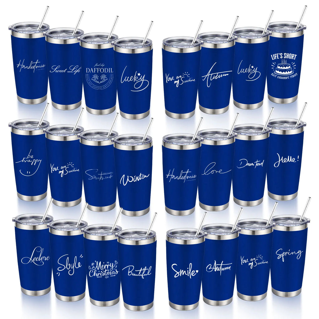 20oz Powder Coated Stainless Steel Tumbler with Lid and Straw Hole for Coffee, Travel and Laser Engraving