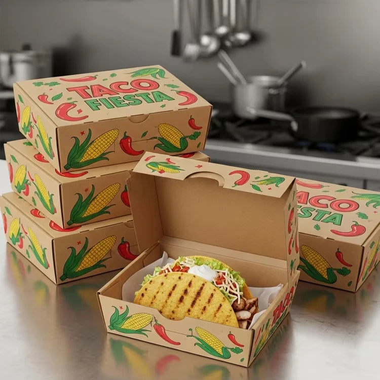 Custom Taco Box with Logo | 500 MOQ | 10-Day Lead Time