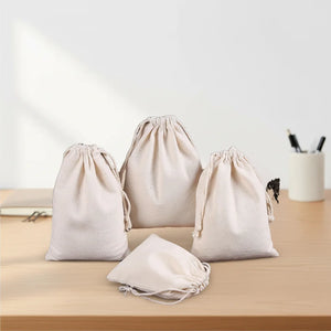 Custom Cotton Muslin Pouches with Logo | MOQ 1,000 | Hot Stamping