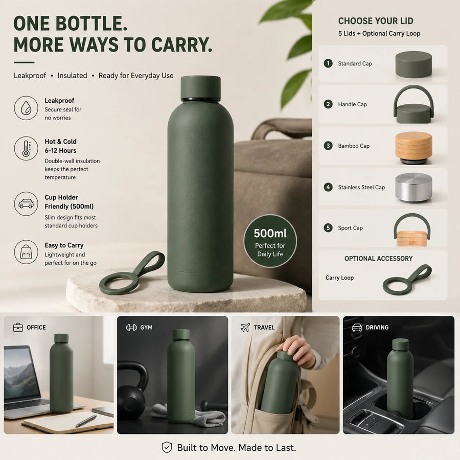 Custom 304 Stainless Steel Water Bottles 100 MOQ | Double Wall Vacuum Insulated