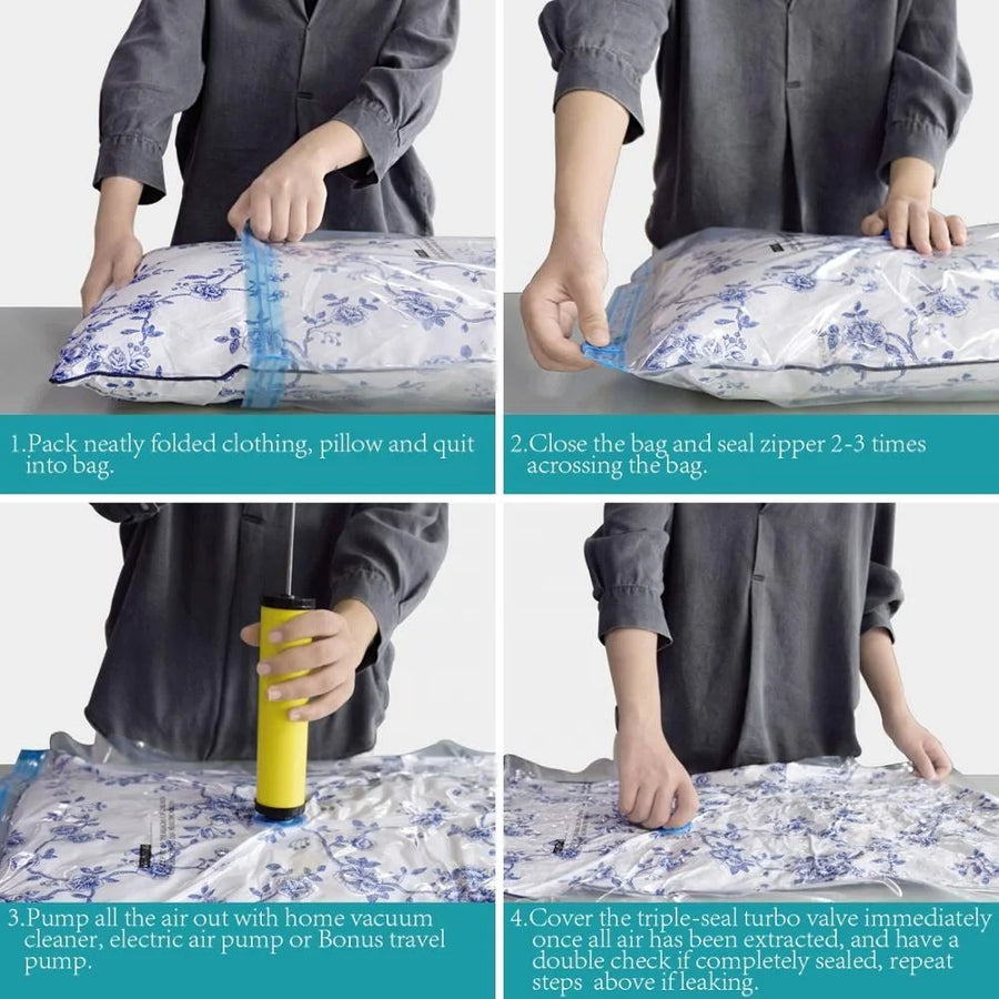 Vacuum Storage Bags 8-Piece Set | 75% Space Save | 1 MOQ | Custom