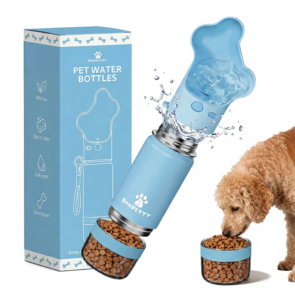 Custom 2-in-1 Dog Water Bottle | 14oz/18oz | BPA-Free Stainless Steel