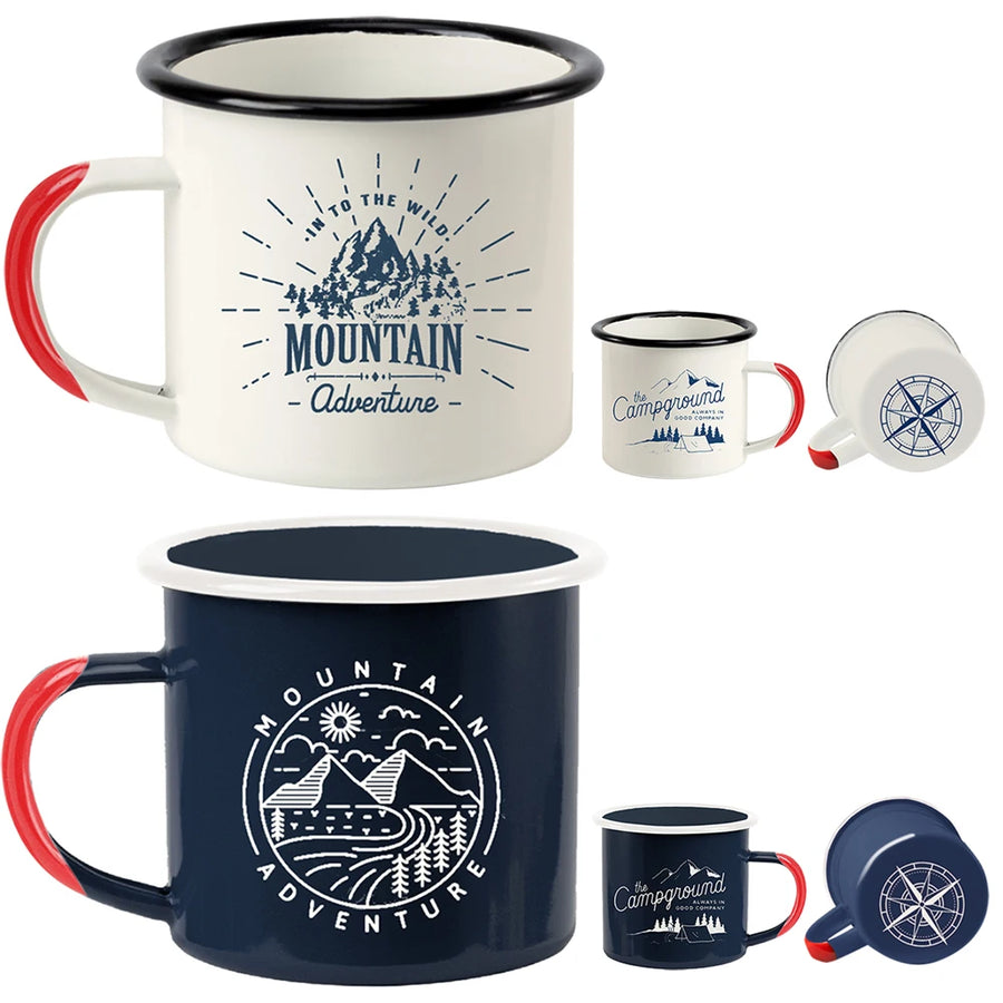 Custom Logo Enamel Mugs | 50 pcs MOQ | LFGB Certified Drinkware