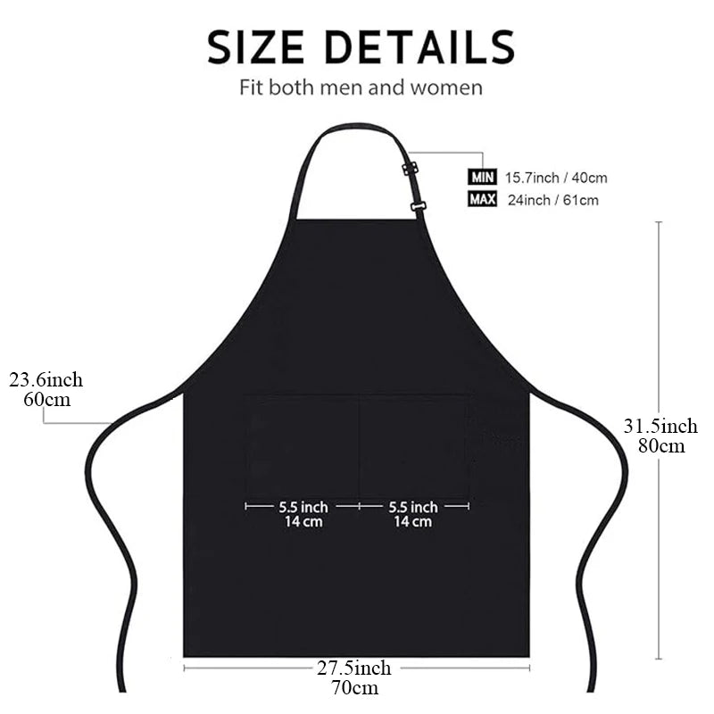 Custom Logo Unisex Bib Aprons with 2 Pockets for Cooking Kitchen Advertising Adjustable Waterproof Extra Large Long Ties Apron