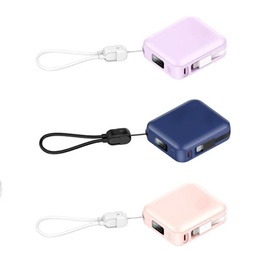 Custom Logo Mini Power Bank with Strap and Display Screen