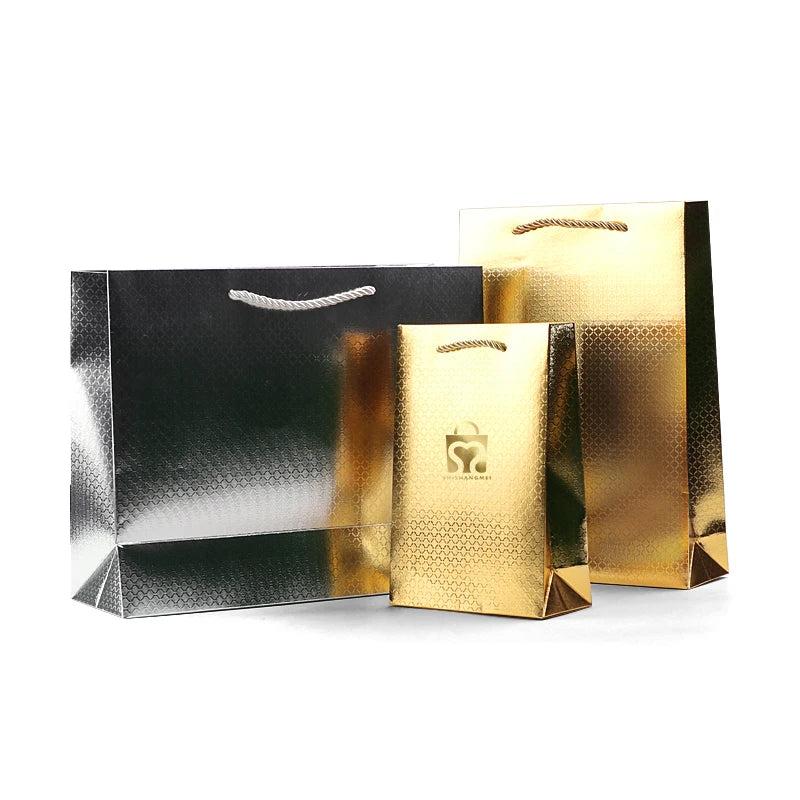 Custom Luxury Paper Bags with Logo – Gold Stamp, 1,000 MOQ