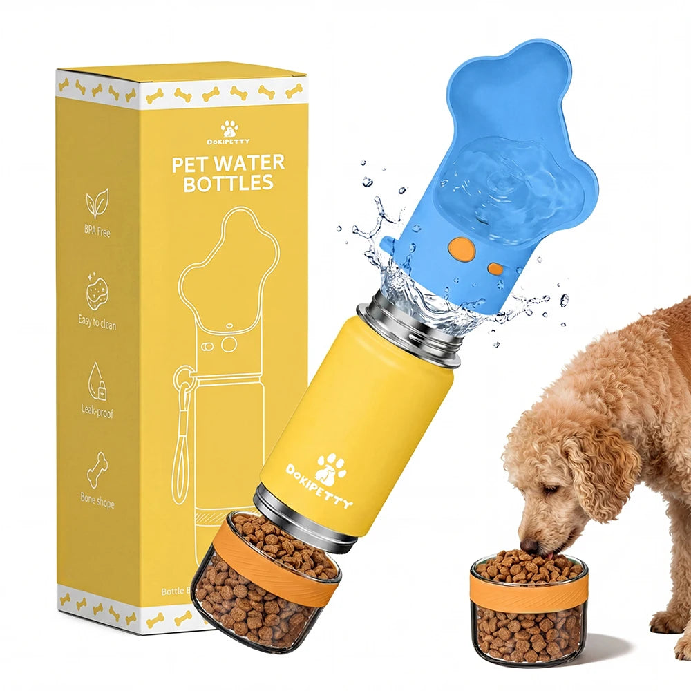 Custom 2-in-1 Dog Water Bottle | 14oz/18oz | BPA-Free Stainless Steel