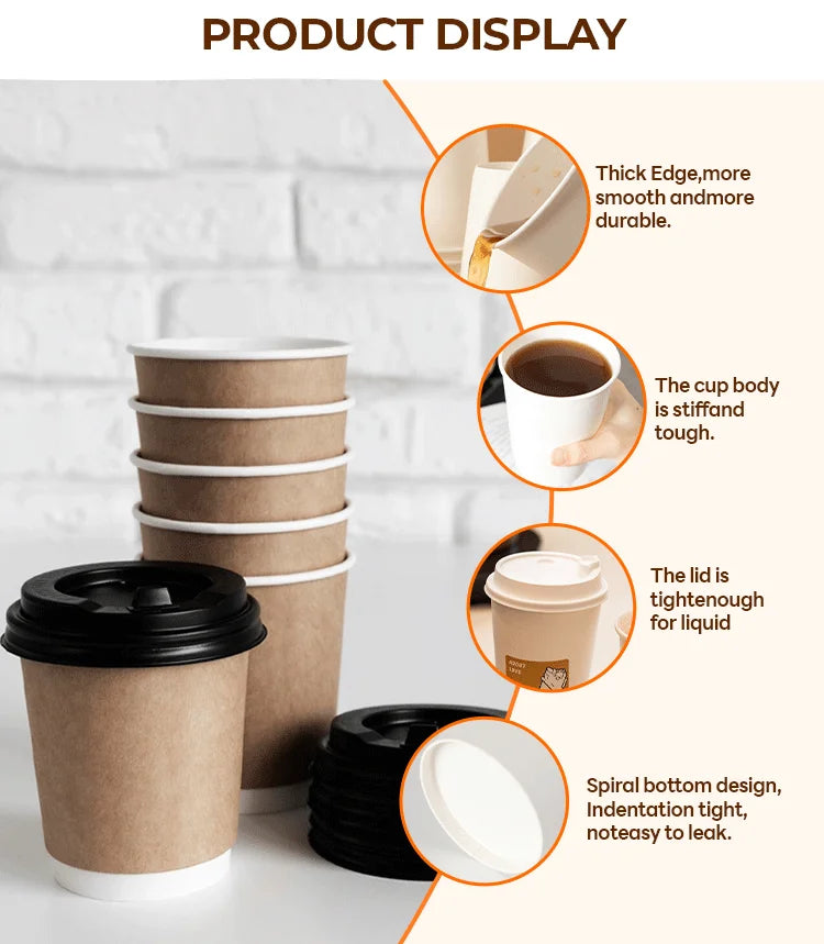 Custom Logo Single Wall Coffee Paper Cup for Cafe and Office