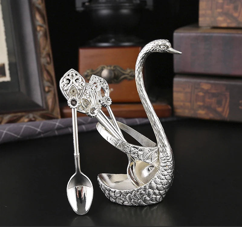 Swan Spoon Holder Set Zinc Alloy | Gold Silver | 1 MOQ | Custom Logo