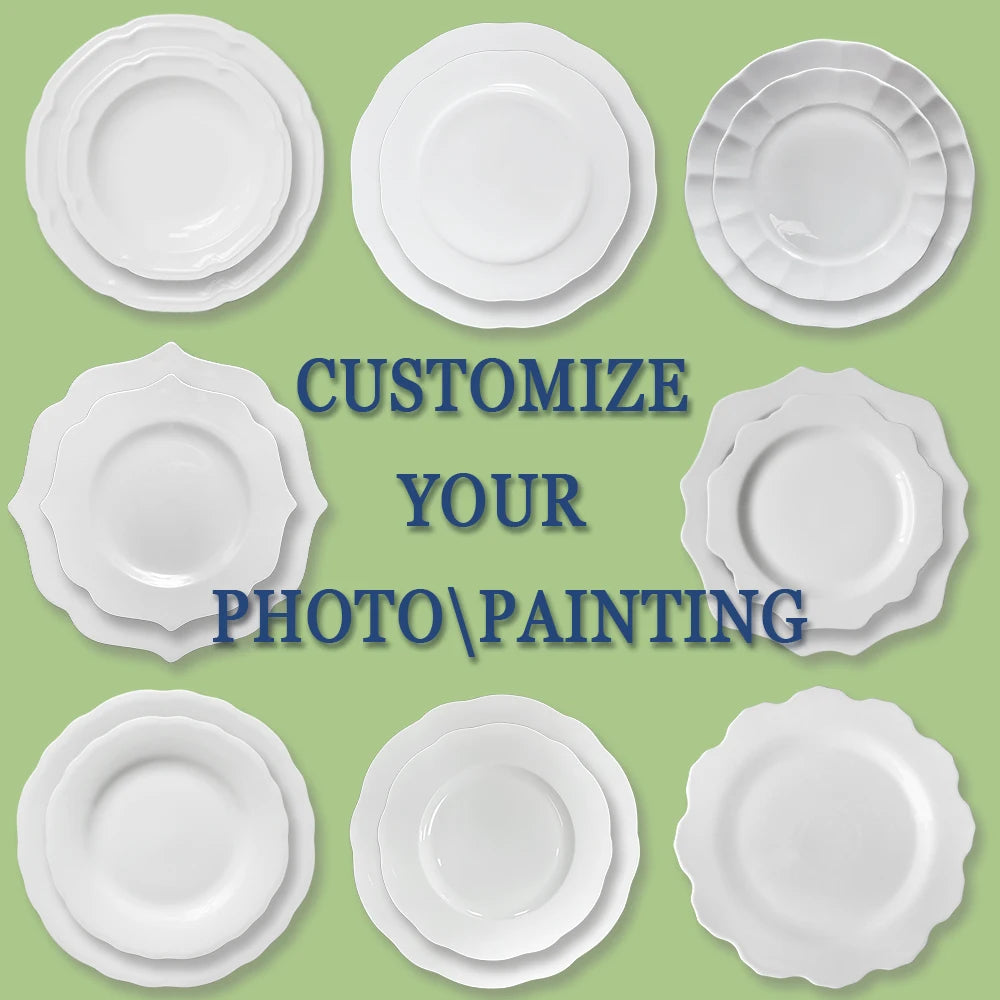 Custom Ceramic Dinner Plates: 120 MOQ, 35-Day Lead, On-Glazed | Wedding & Restaurant Tableware Sets
