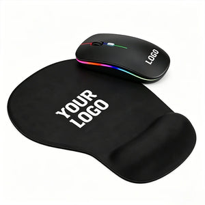 Premium Custom Branded Office Gift Set - Wireless Rechargeable Mouse & Mouse Pad Combo
