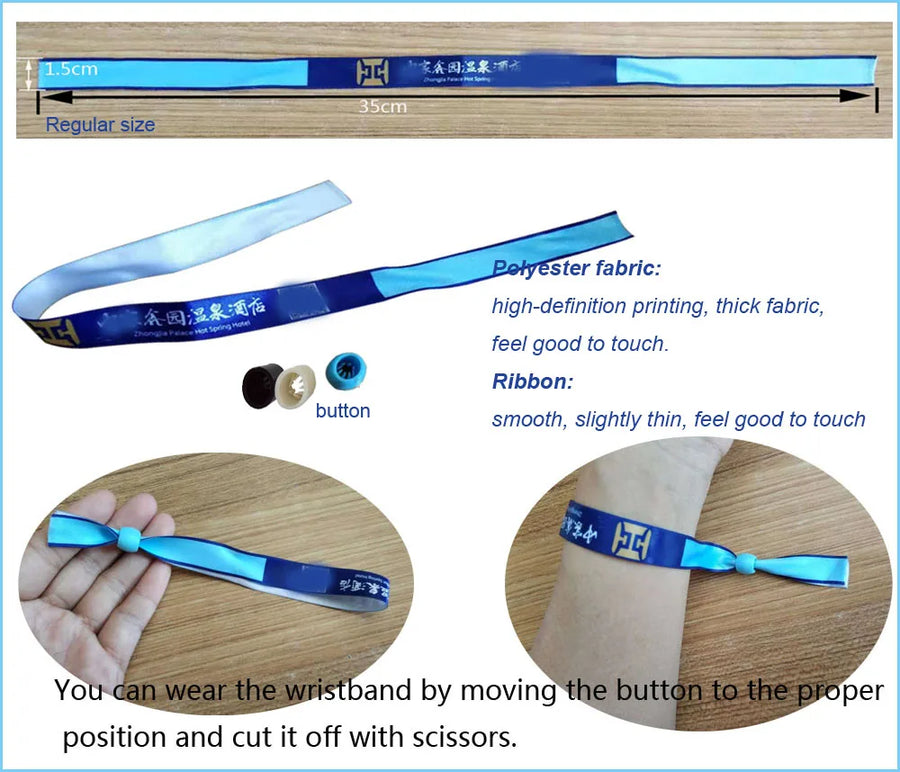 Custom RFID Woven Wristband 350x15mm | 100 Pcs MOQ Heat Transfer Print