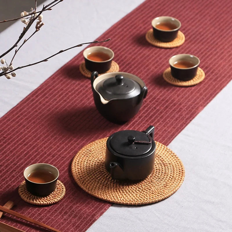 Rattan Weave Coaster Set 6Pcs | Heat Resistant | Custom Material MOQ 500