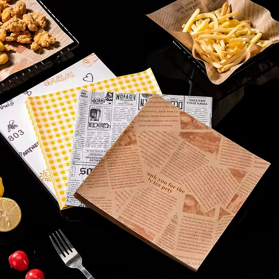 Custom FDA Compliant Greaseproof Wrapping Paper | 10,000 MOQ, 7 Materials, Full Color