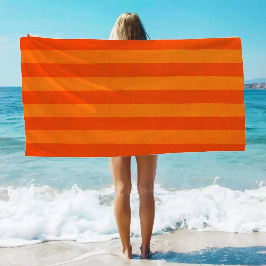 Custom 100% Cotton Striped Beach Towel for Travel, Yoga, Bath, Pool, and Resort Use