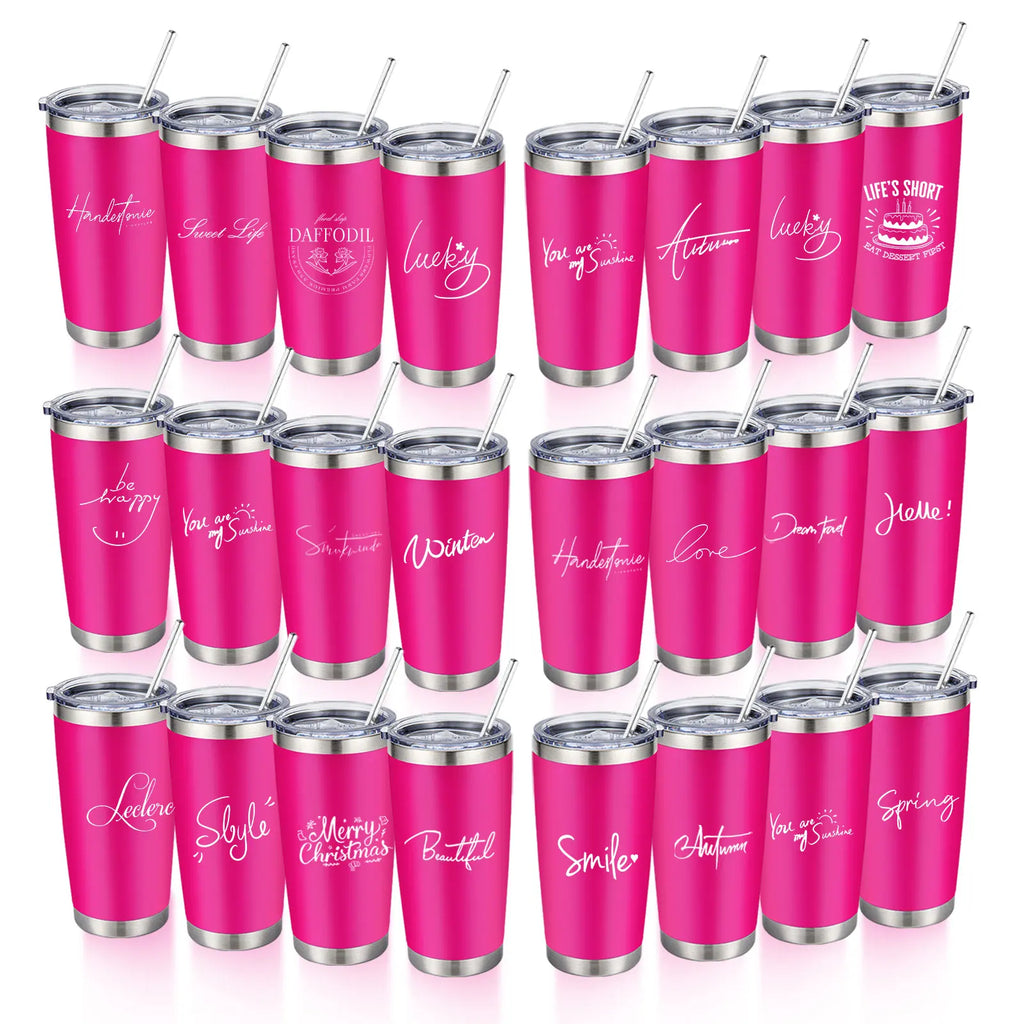 20oz Powder Coated Stainless Steel Tumbler with Lid and Straw Hole for Coffee, Travel and Laser Engraving