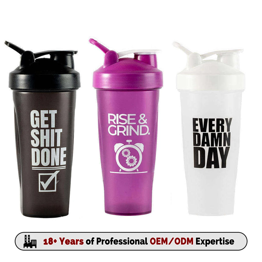 Custom BPA-Free Shaker Bottles 400-1000ml | 50 MOQ Gym Protein Bottles