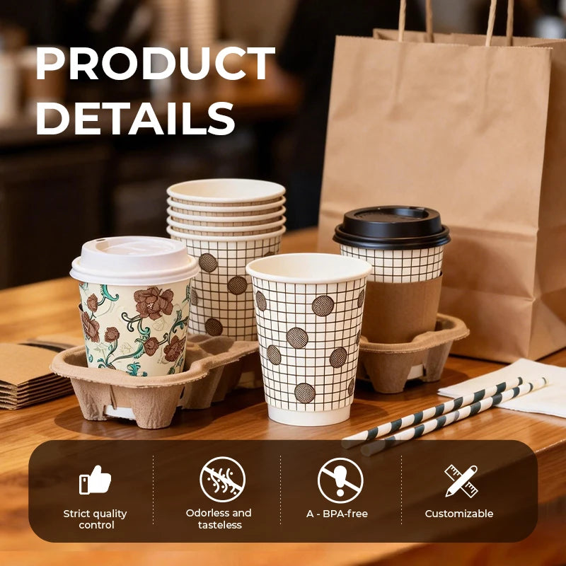 Custom Logo Single Wall Coffee Paper Cup for Cafe and Office