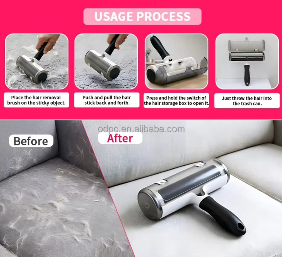 Custom Pet Hair Remover Roller Self-Cleaning ABS Steel | Wholesale Dog Cat Fur Brush OEM