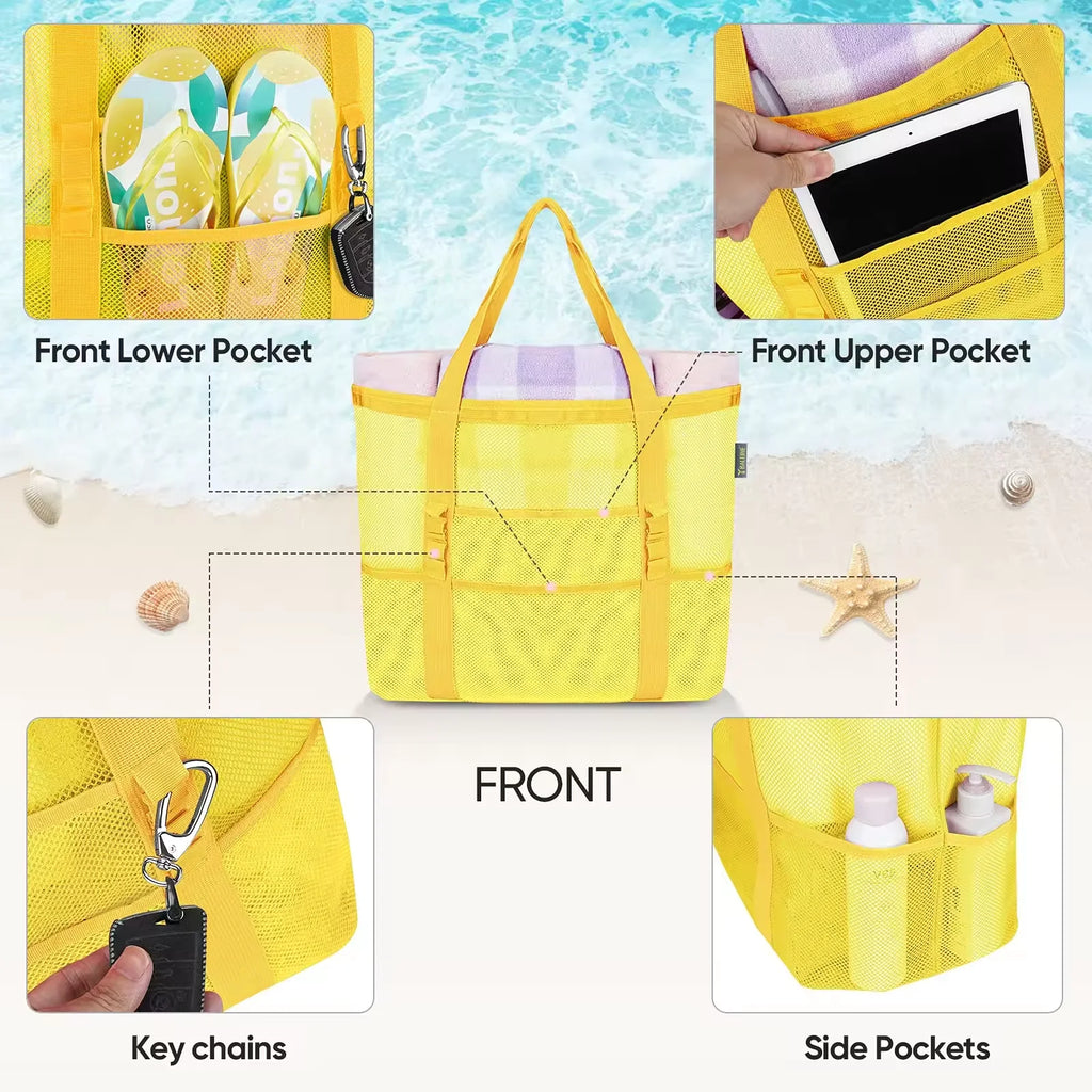 Custom Nylon Beach Tote with Logo | Lined Bulk 500 Pcs