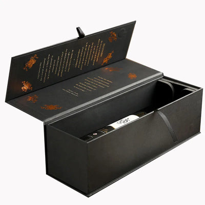 Custom Magnetic Wine Gift Box with Gold Foil | Rigid Box, 300 MOQ, FSC Certified