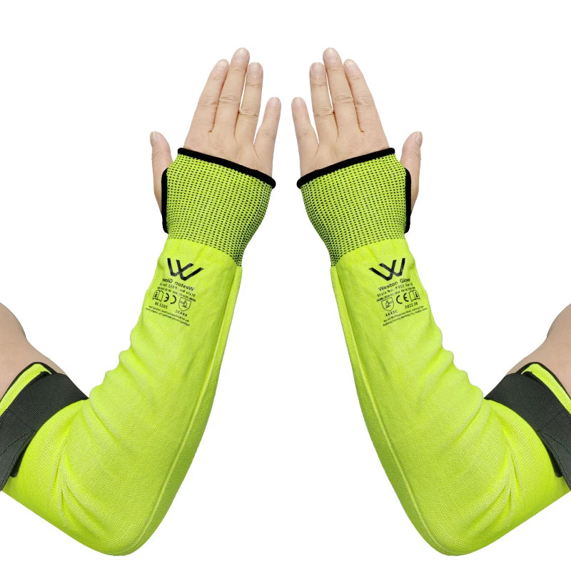 ANSI A5 Cut-Resistant Sleeves: 100 MOQ, 5mm, HPPE/Glass/Steel | Industrial Safety PPE