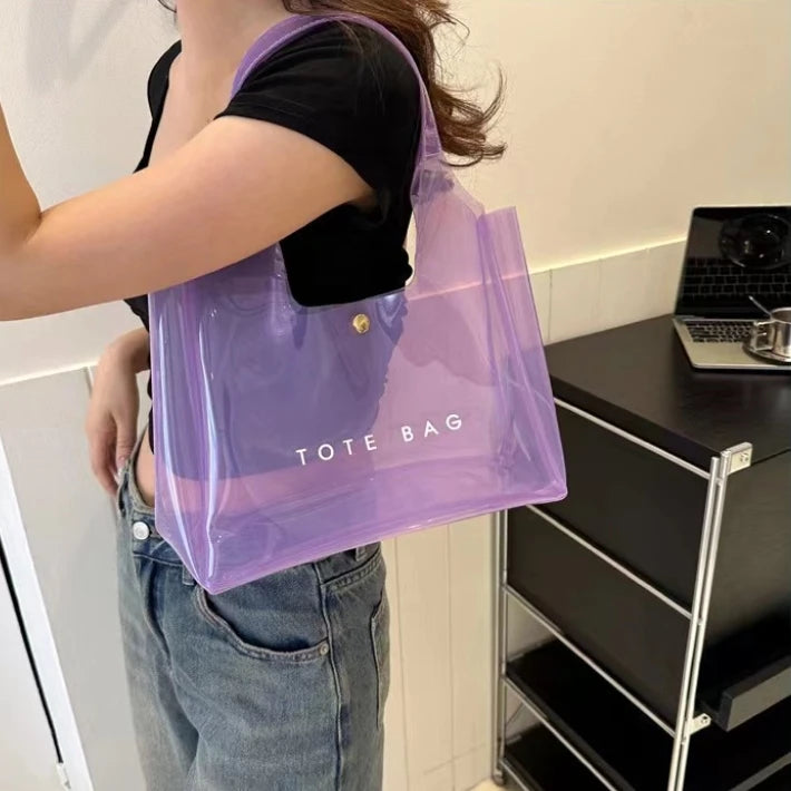 Custom Transparent PVC Tote Bags with Logo | MOQ 100 Pieces