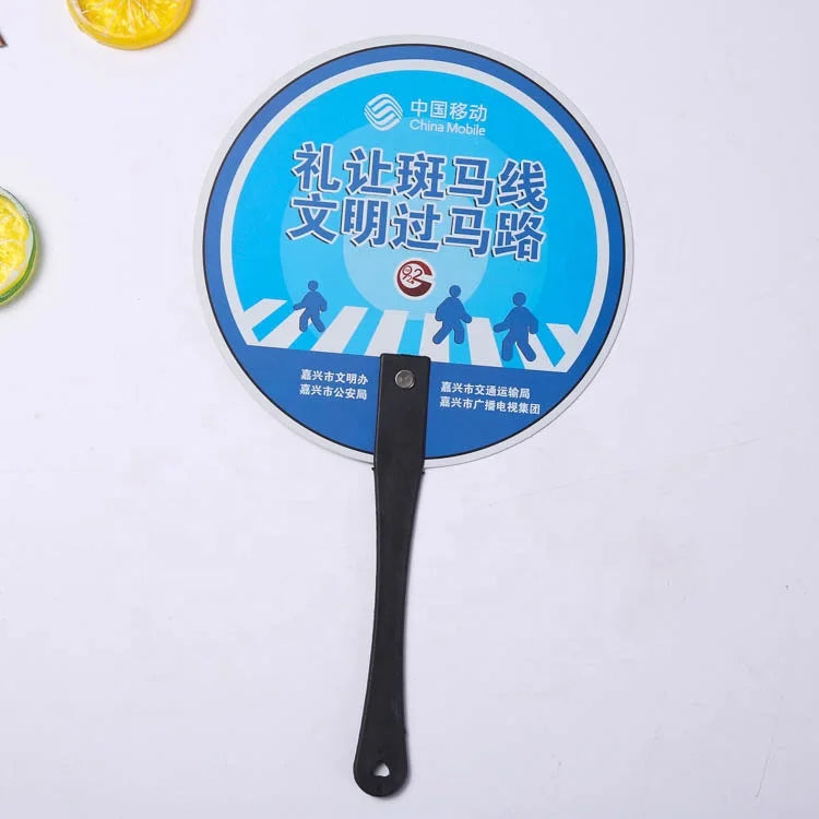 Custom Logo Printed PP Plastic Advertising Hand Fan | Bulk MOQ