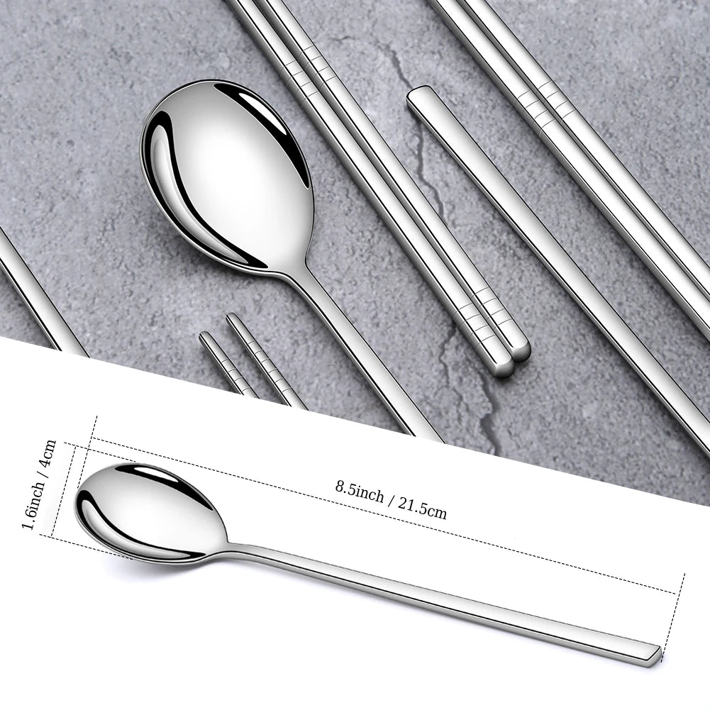 Custom Stainless Steel Chopsticks & Korean Spoon Set | Laser Engraved, Dishwasher Safe, 50 Sets MOQ