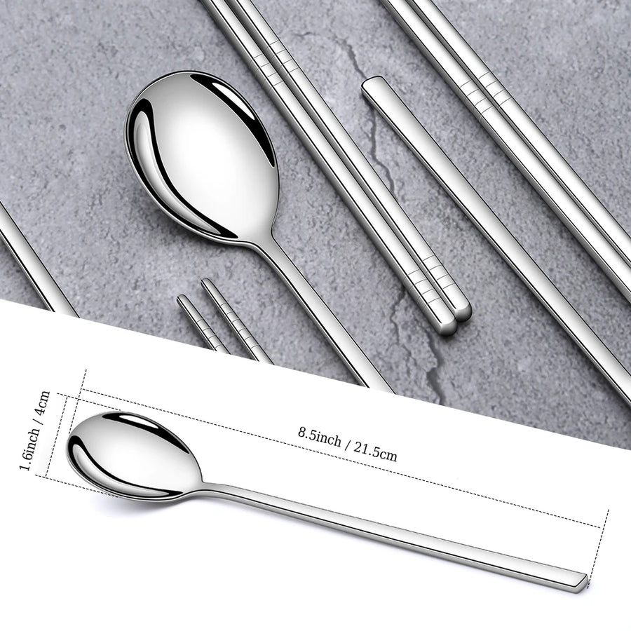 Custom Stainless Steel Chopsticks & Korean Spoon Set | Laser Engraved, Dishwasher Safe, 50 Sets MOQ