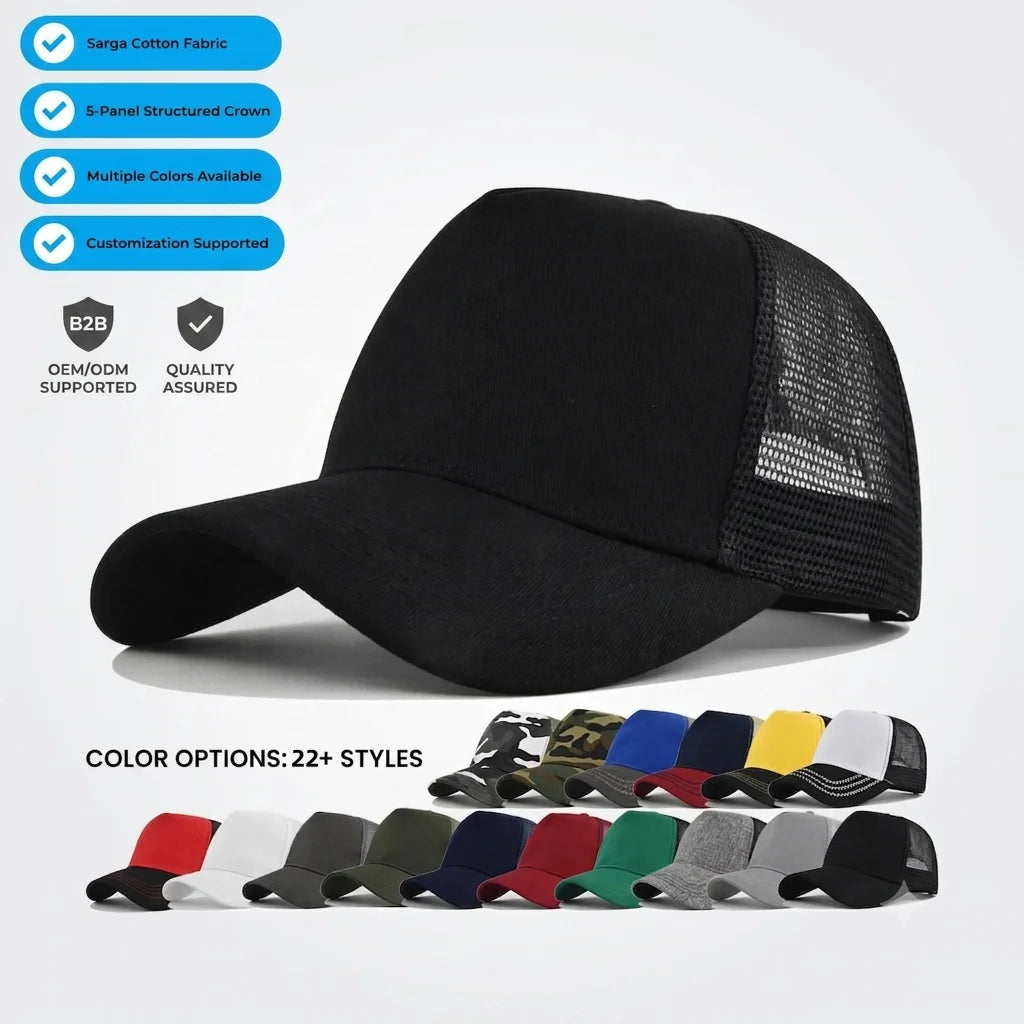 Custom Trucker Hat 5 Panel Mesh | 30 Pcs MOQ Bulk Wholesale Cap